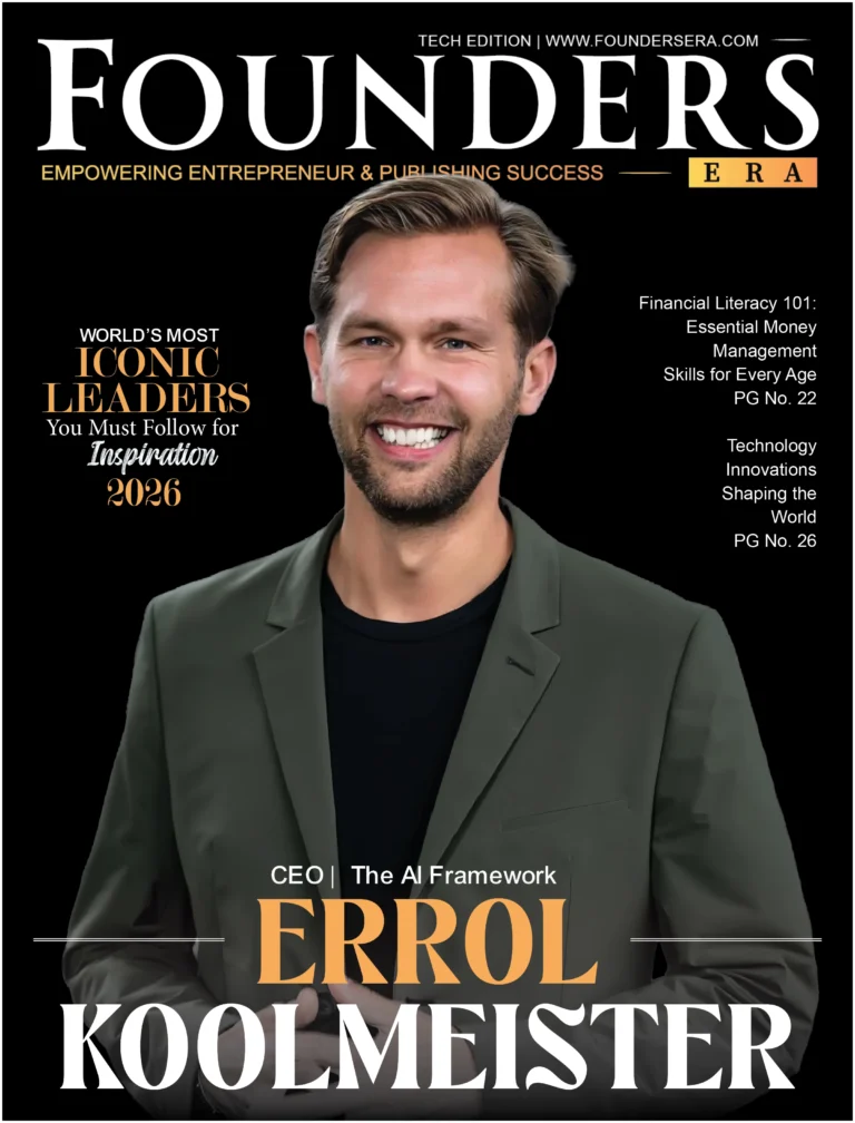 CEO of The AI Framework, on the cover of Founders Era Magazine Tech Edition 2026.